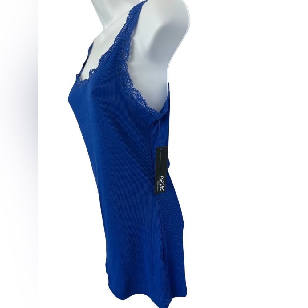 π π NWT APT. 9 Essentials Cobalt Bay Lace Trim Tank Top | Womenβs Size Medium - Picture 4 of 9